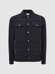Reiss Navy Roddie Long Sleeve Quilted Hybrid Jacket - Image 2 of 5