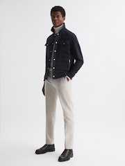 Reiss Navy Roddie Long Sleeve Quilted Hybrid Jacket - Image 3 of 5