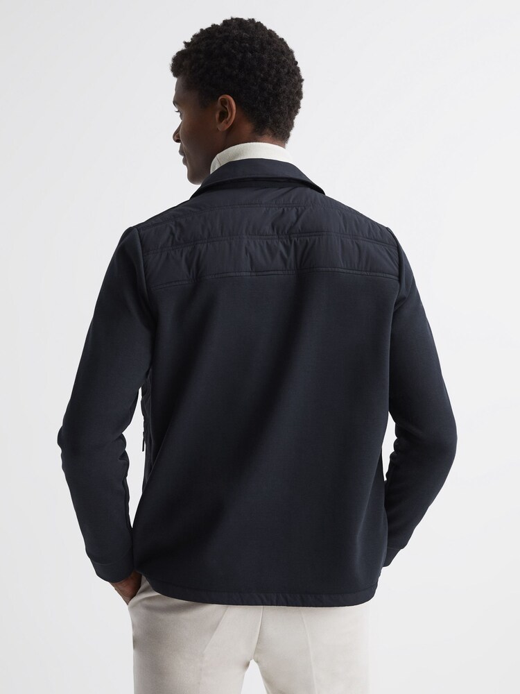 Reiss Navy Roddie Long Sleeve Quilted Hybrid Jacket - Image 5 of 5