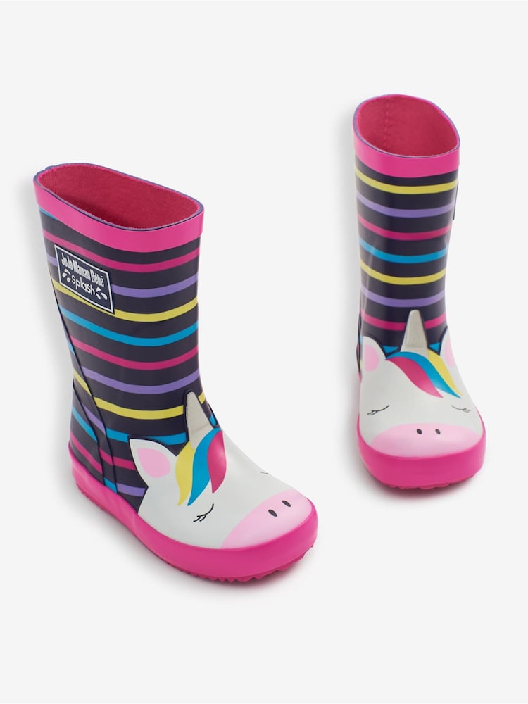JoJo Maman Bébé Fuchsia Pink Unicorn Wellies - Image 4 of 8