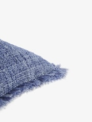 Blue 50 x 50cm Harlston Textured Fringe Cushion - Image 3 of 4