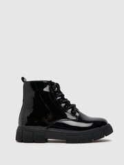 Schuh Black Chant Patent Lace Boots - Image 1 of 4