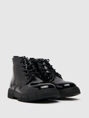 Schuh Black Chant Patent Lace Boots - Image 2 of 4