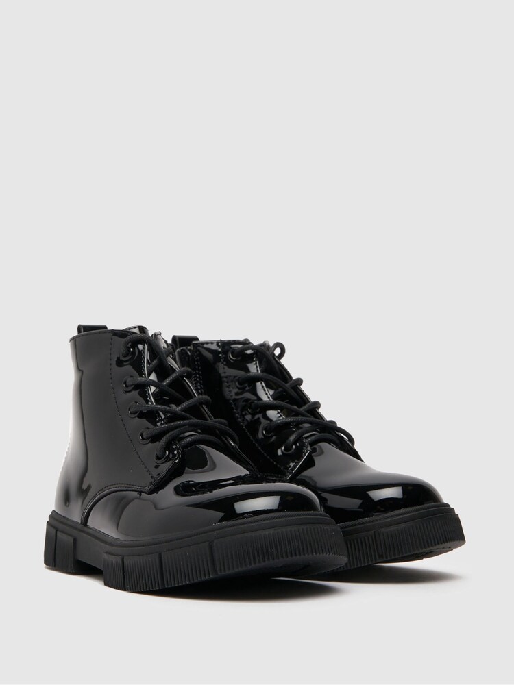 Schuh Black Chant Patent Lace Boots - Image 2 of 4