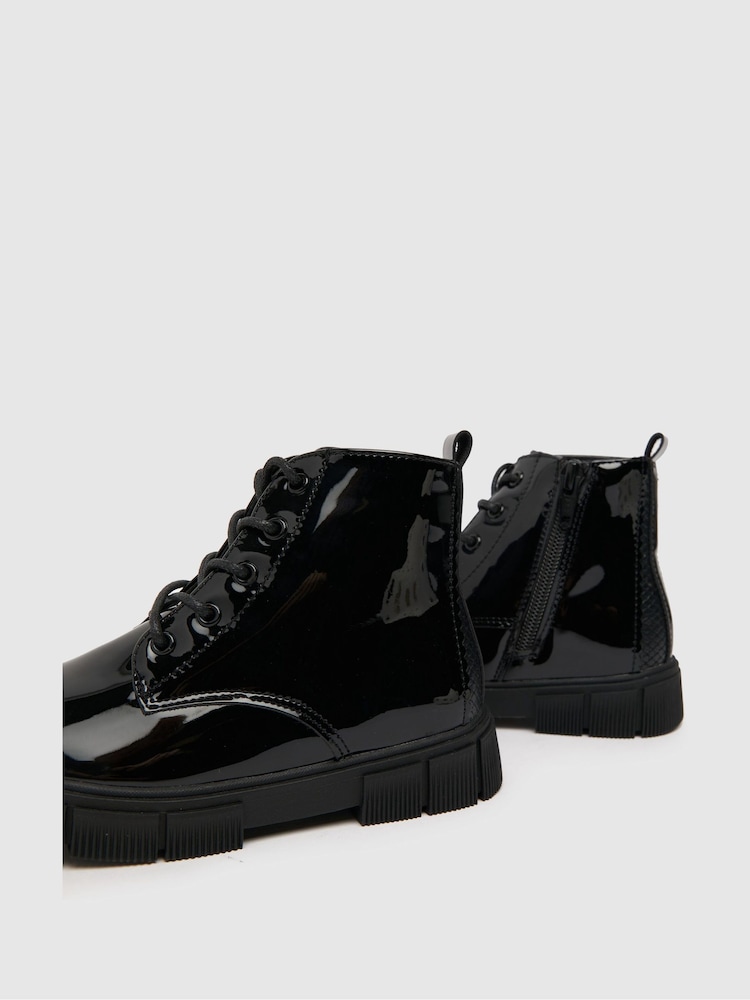 Schuh Black Chant Patent Lace Boots - Image 4 of 4