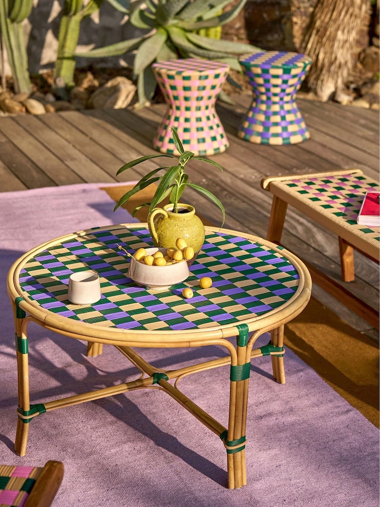 La Redoute Intérieurs Purple Bianca Rattan and Woven Resin Coffee Table - Image 1 of 5