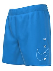 Nike Blue 4 Inch Volley Split Logo Swim Shorts - Image 1 of 3