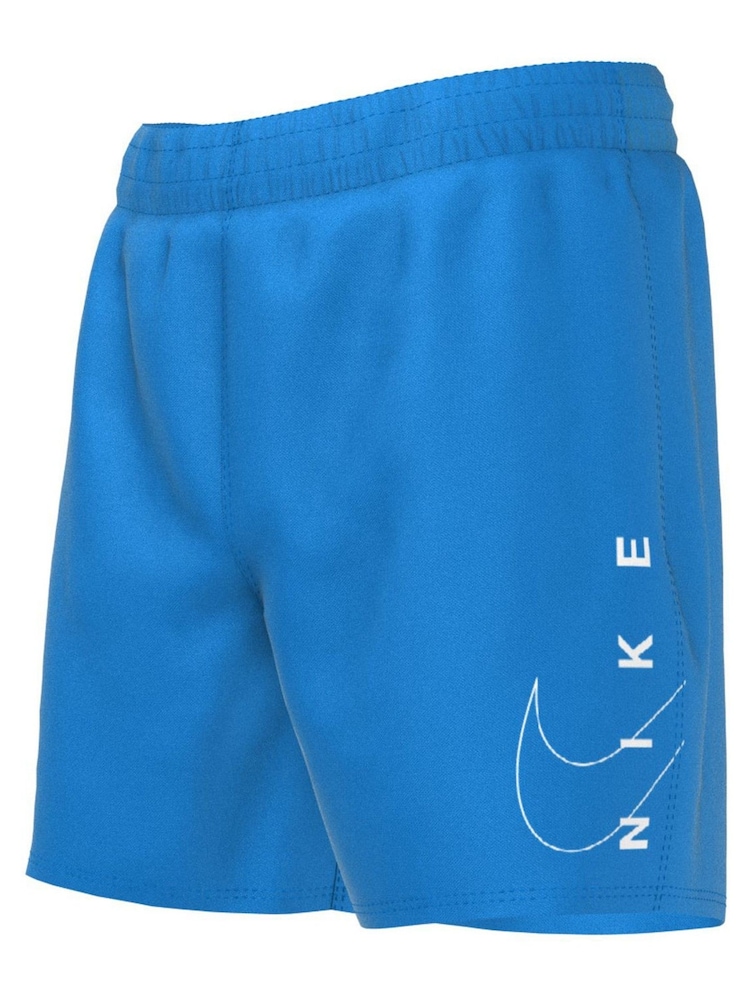 Nike Blue 4 Inch Volley Split Logo Swim Shorts - Image 1 of 3