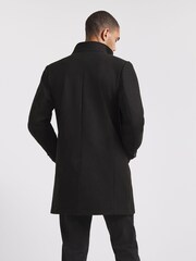 Jacamo Black Faux Wool Funnel Neck Coat - Image 2 of 4