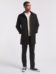 Jacamo Black Faux Wool Funnel Neck Coat - Image 3 of 4