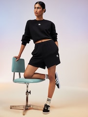 Czarny - adidas Originals Adult Adicolor Essentials French Terry Black Shorts - Image 2 of 5