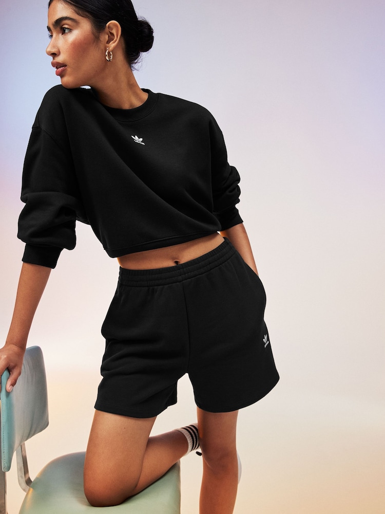 Czarny - adidas Originals Adult Adicolor Essentials French Terry Black Shorts - Image 3 of 5