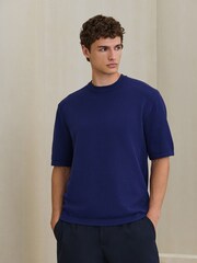 Niebieski - Relaxed Fit N. Premium Ultrasoft Smart Knitted T-Shirt - Obraz 1 z 4