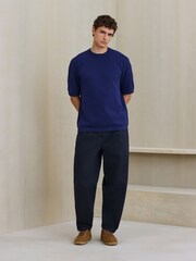 Niebieski - Relaxed Fit N. Premium Ultrasoft Smart Knitted T-Shirt - Obraz 2 z 4
