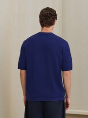 Niebieski - Relaxed Fit N. Premium Ultrasoft Smart Knitted T-Shirt - Obraz 3 z 4
