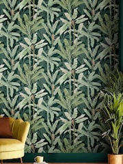 Graham & Brown Green Borneo Emerald 10M Wallpaper - Image 1 of 4