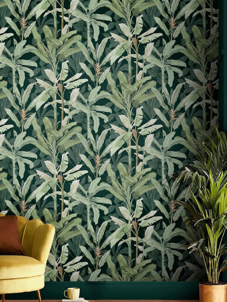 Graham & Brown Green Borneo Emerald 10M Wallpaper - Image 1 of 4 Graham & Brown Green Borneo Emerald 10M Wallpaper - Image 1 of 4