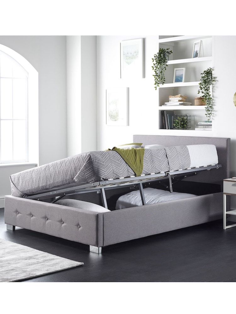 Aspire Furniture Grey Ashford Linen Look Side Lift Ottoman Bed - Image 1 of 4