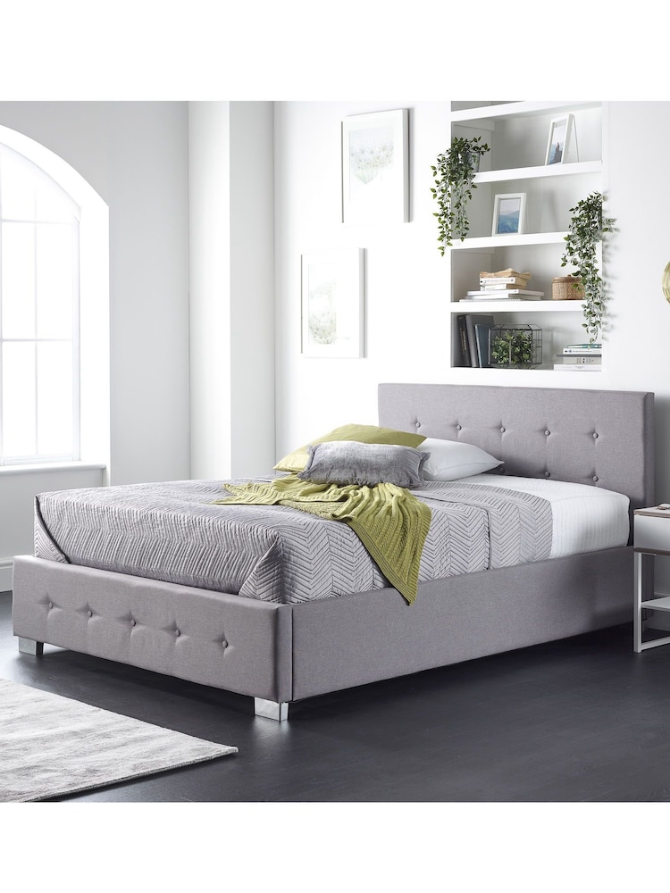 Aspire Furniture Grey Ashford Linen Look Side Lift Ottoman Bed - Image 2 of 4