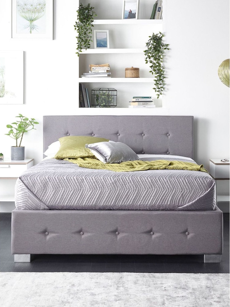 Aspire Furniture Grey Ashford Linen Look Side Lift Ottoman Bed - Image 4 of 4