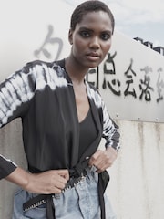 Religion Black Long Sleeve Tie Front Double Layer Top - Image 2 of 9