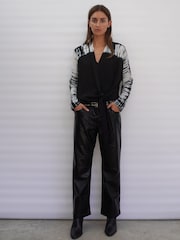 Religion Black Long Sleeve Tie Front Double Layer Top - Image 3 of 9