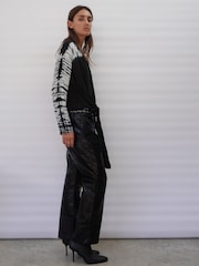 Religion Black Long Sleeve Tie Front Double Layer Top - Image 6 of 9