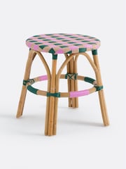 La Redoute Intérieurs Pink Bianca Stool in Natural Rattan and Woven Resin - Image 2 of 6