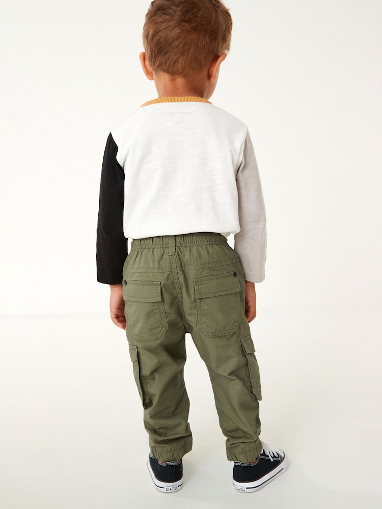 Khaki Green Lined 100% Cotton Cargo Trousers (3mths-7yrs) - Image 3 of 6