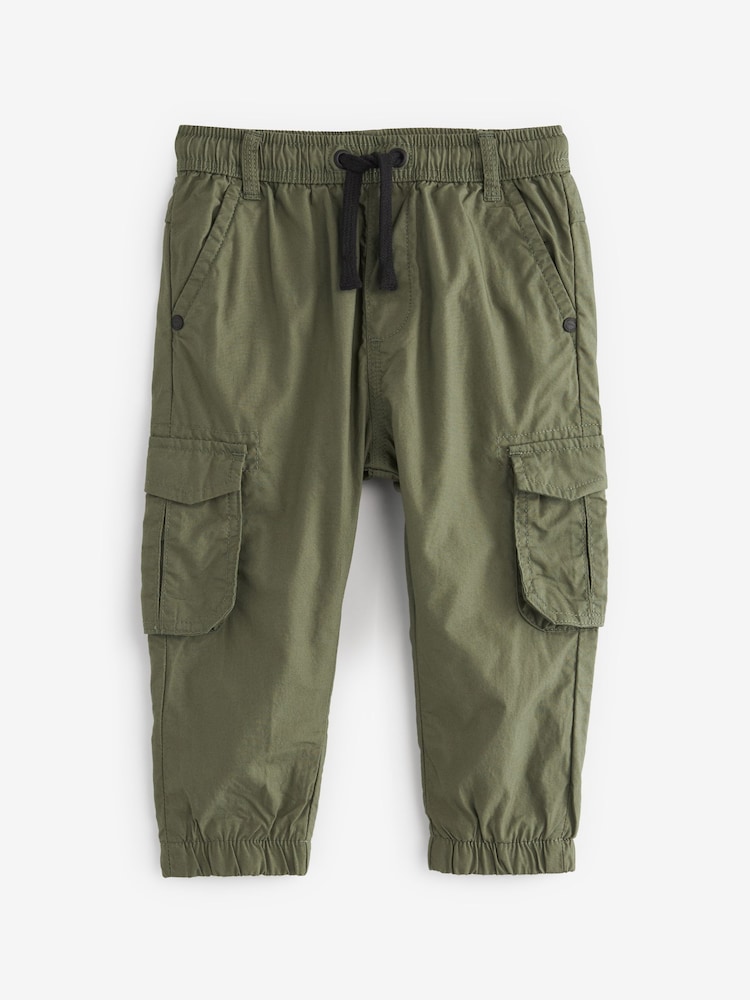 Khaki Green Lined 100% Cotton Cargo Trousers (3mths-7yrs) - Image 5 of 6