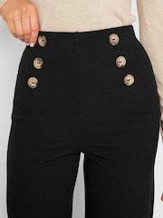 Yours Curve Black Button Detail Wide Leg Trousers - Image 3 of 3