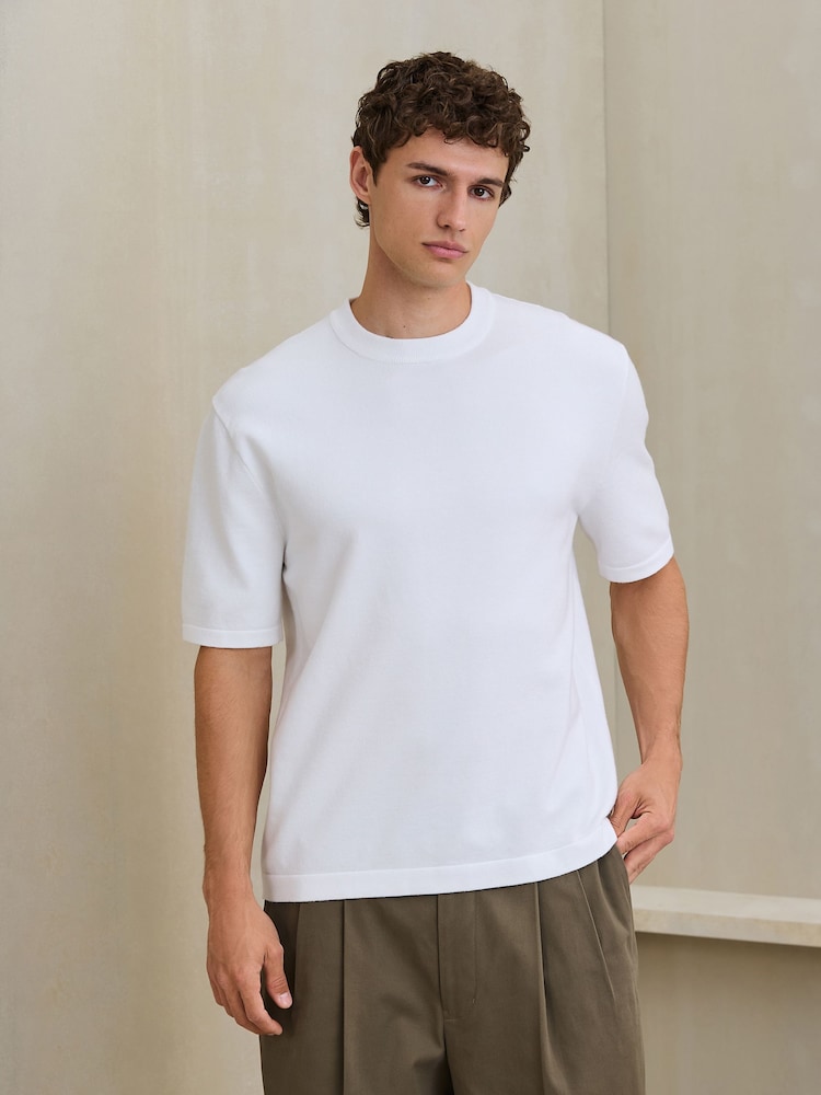 Biały - Relaxed Fit N. Premium Ultrasoft Smart Knitted T-Shirt - Obraz 1 z 4 Biały - Relaxed Fit N. Premium Ultrasoft Smart Knitted T-Shirt - Obraz 1 z 4