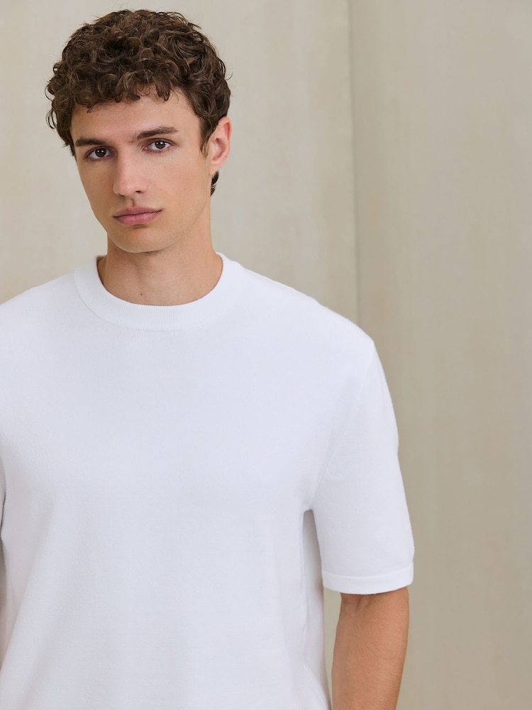 Biały - Relaxed Fit N. Premium Ultrasoft Smart Knitted T-Shirt - Obraz 4 z 4 Biały - Relaxed Fit N. Premium Ultrasoft Smart Knitted T-Shirt - Obraz 4 z 4