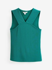 Jade Green V-Neck Wide Strap Vest Top - Image 5 of 5