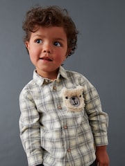Ecru Cream with Character Pocket Check Corduroy Long Sleeve Shirt (3mths-7yrs) - Image 1 of 9
