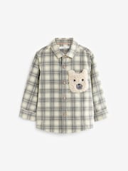 Ecru Cream with Character Pocket Check Corduroy Long Sleeve Shirt (3mths-7yrs) - Image 6 of 9