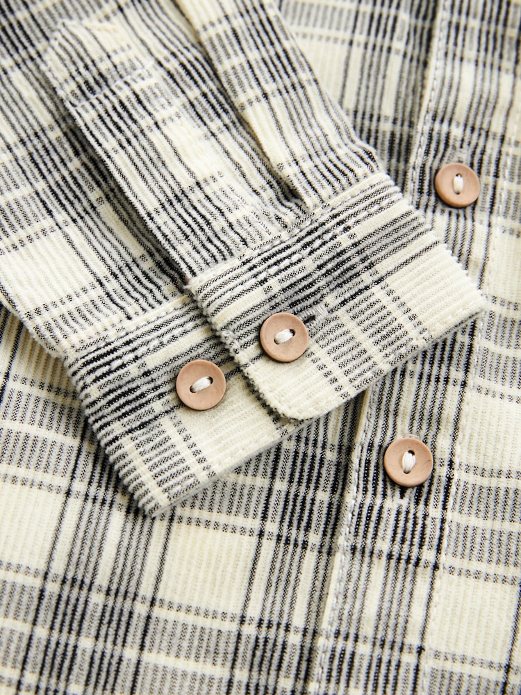 Ecru Cream with Character Pocket Check Corduroy Long Sleeve Shirt (3mths-7yrs) - Image 9 of 9