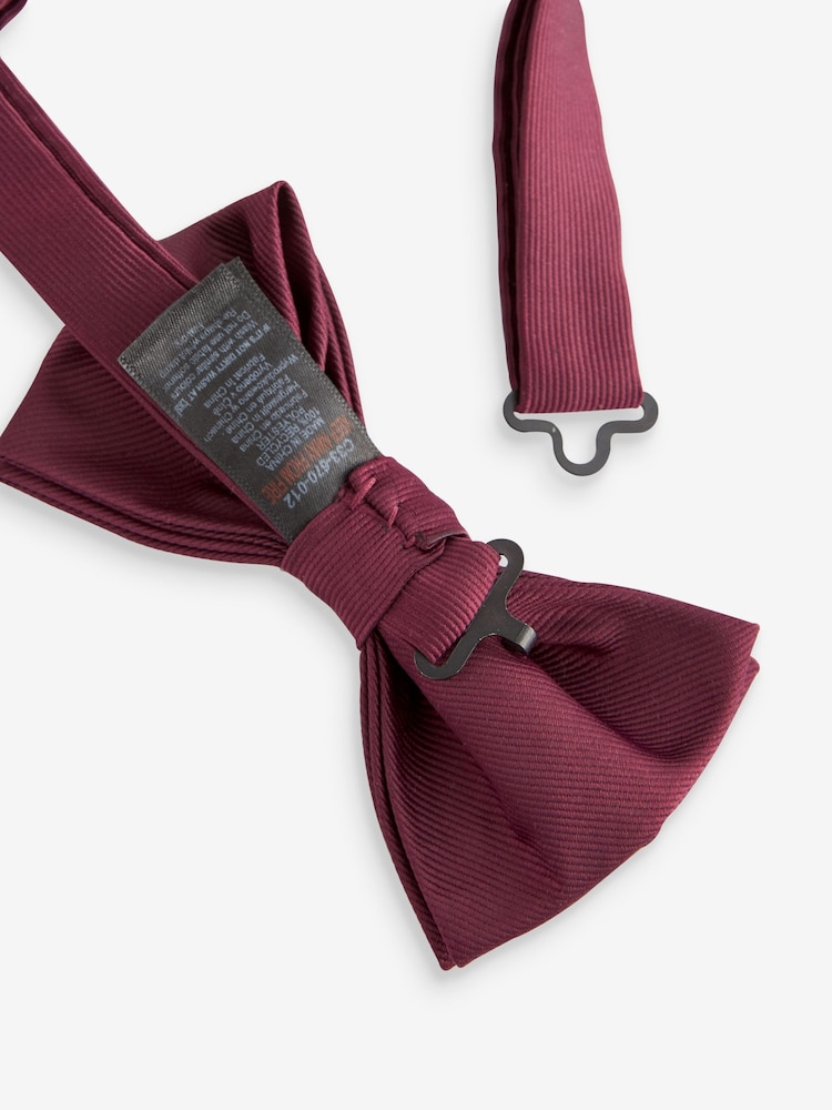 Burgundy Red Twill Bow Tie - Image 4 of 7