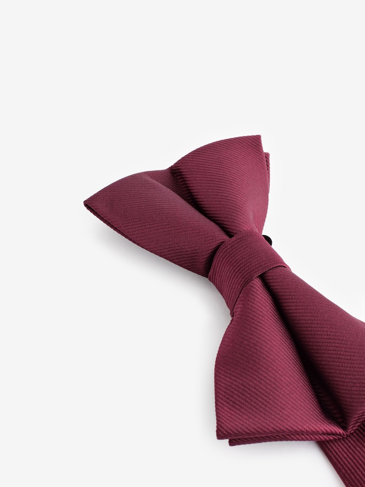 Burgundy Red Twill Bow Tie - Image 5 of 7