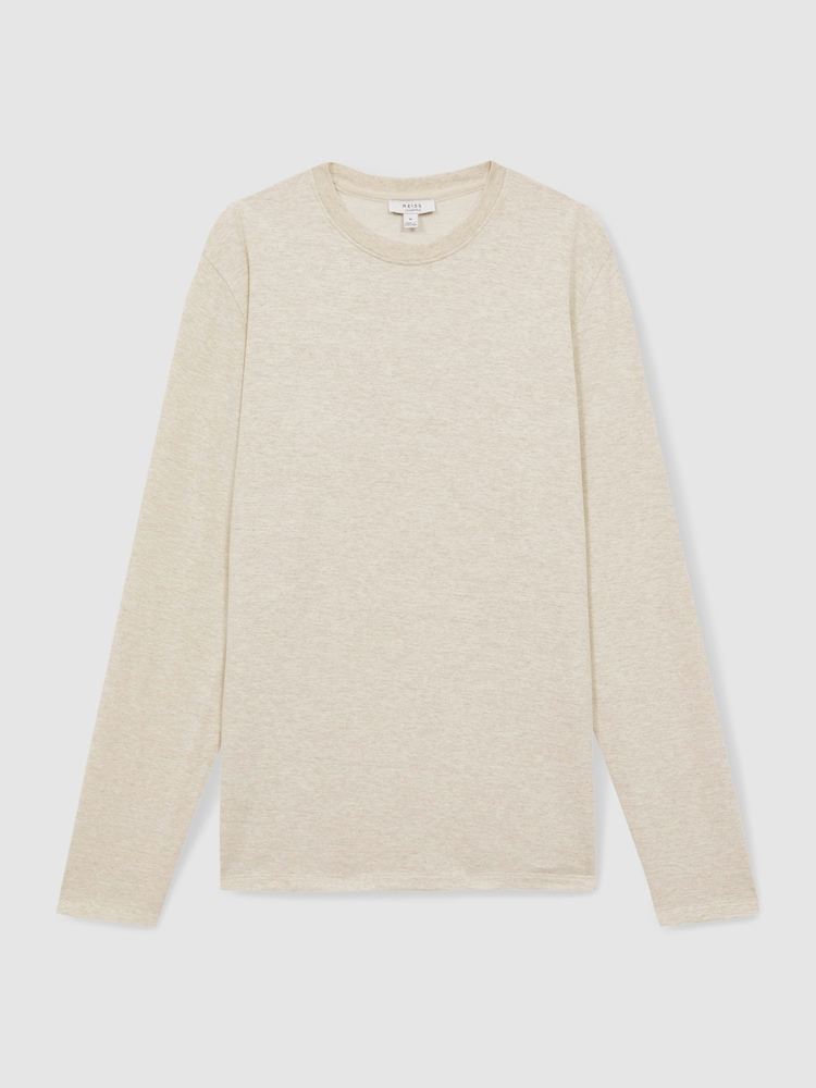 Reiss Oatmeal Melange Adam Crew Neck Fleece Lined Sweatshirt - Image 2 of 5