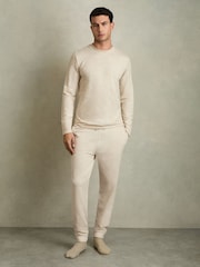 Reiss Oatmeal Melange Adam Crew Neck Fleece Lined Sweatshirt - Image 3 of 5
