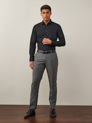 Black Slim Fit Easy Care Single Cuff Smart Shirt - Image 2 of 7