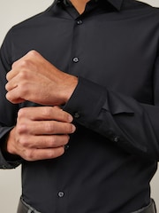 Black Slim Fit Easy Care Single Cuff Smart Shirt - Image 5 of 7