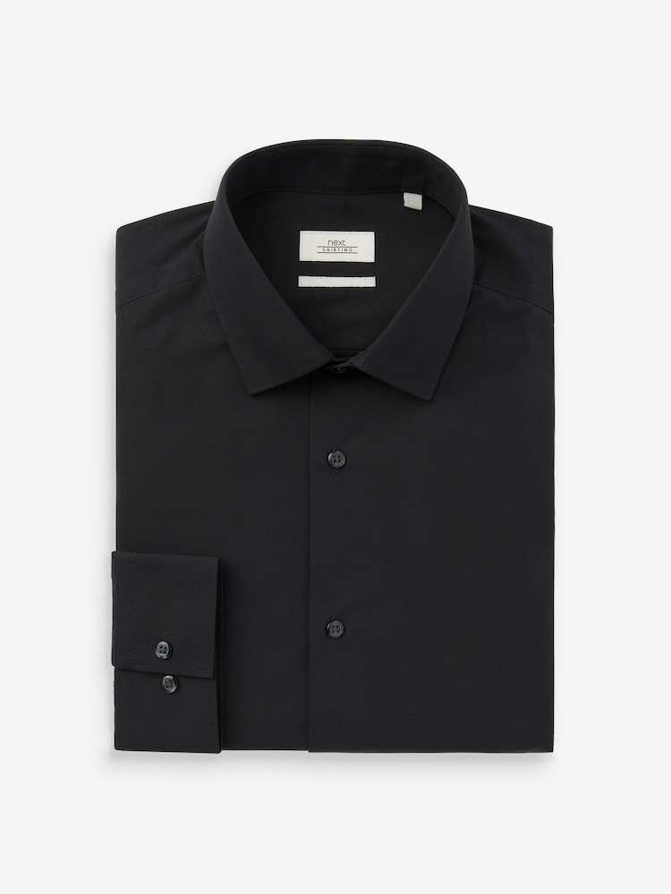 Black Slim Fit Easy Care Single Cuff Smart Shirt - Image 6 of 7