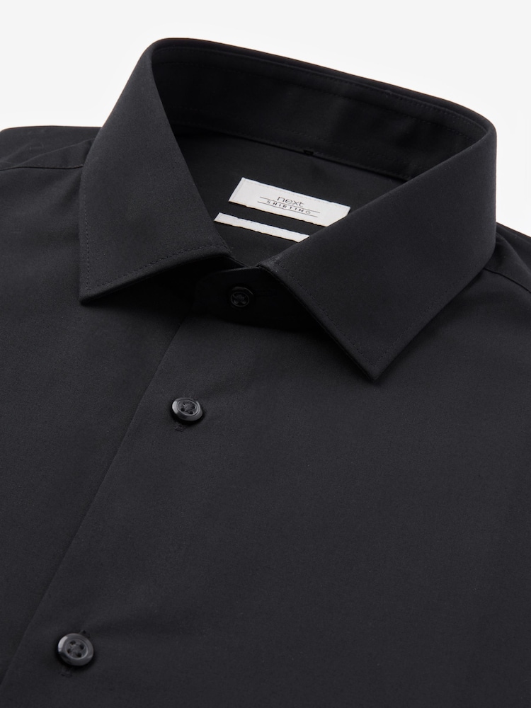 Black Slim Fit Easy Care Single Cuff Smart Shirt - Image 7 of 7