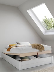 Get Laid Beds White Ottoman Storage No Headboard Square Leg Solid Wood Bed - Image 1 of 2