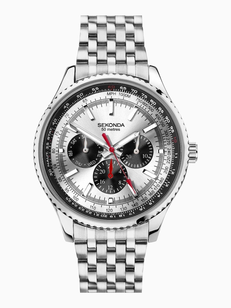Sekonda Mens Silver Tone Maverick Stainless Steel Bracelet Watch - Image 1 of 6