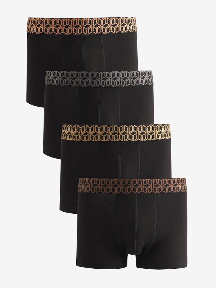 Schwarz-Metallic mit Geomuster - 4er-Pack - 4er-Set Boxershorts - Bild 1 von 9 Schwarz-Metallic mit Geomuster - 4er-Pack - 4er-Set Boxershorts - Bild 1 von 9