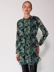 Religion Green Long Line Tunic Shirt Dress In Hand-Painted Prints - Image 1 of 6
