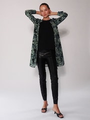 Religion Green Long Line Tunic Shirt Dress In Hand-Painted Prints - Image 5 of 6